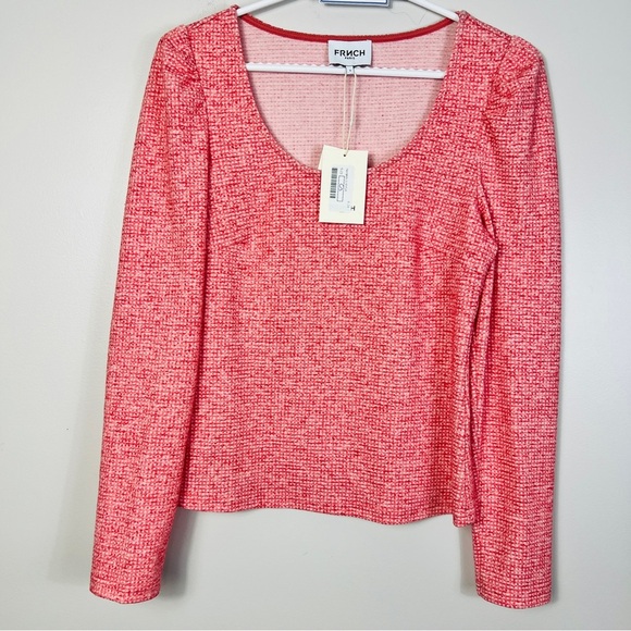 FRNCH PARIS Pink Jael Ruffle Should Crew Neck Long Sleeve Top  Women size S - Picture 6 of 16